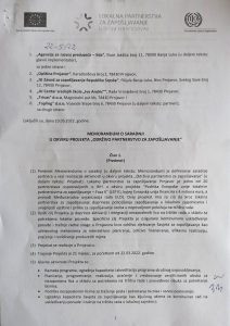 Potpisan Memorandum o saradnji u okviru projekta „Održivo partnerstvo za zapošljavanje“