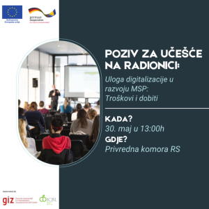 Poziv na radionicu “Uloga digitalizacije u razvoju MSP: Troškovi i dobiti”